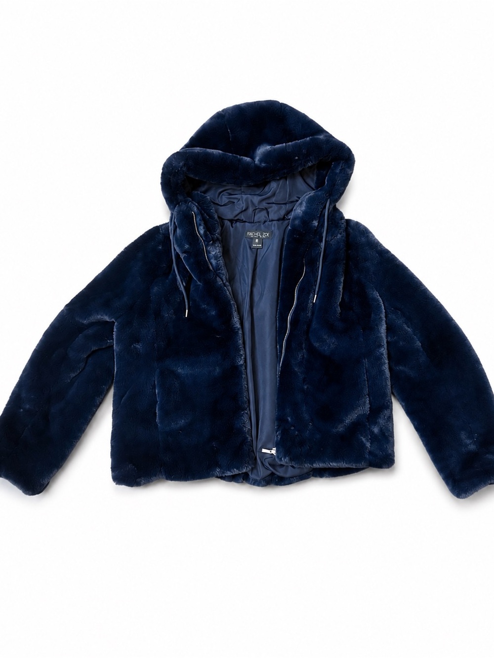 Rachel Zoe Navy Faux-Fur Hooded Puffer Jacket